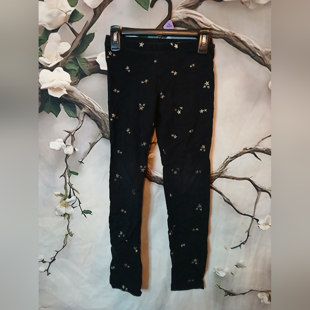 Cat & Jack Black Leggings with Gold Stars
